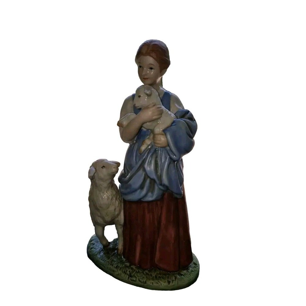 HOMCO # 8870 Home Interior & Gifts Shepherds Daughter With Lamb 7” Figurine VTG